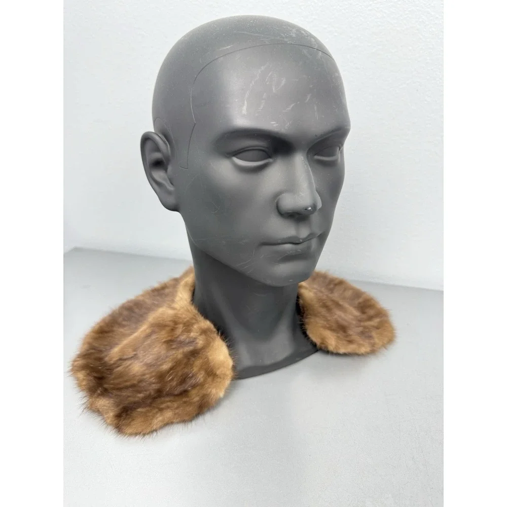 Vintage 2pc Real Mink Fur Collar Stole Set Brown Necklace 40s 50s Old Money